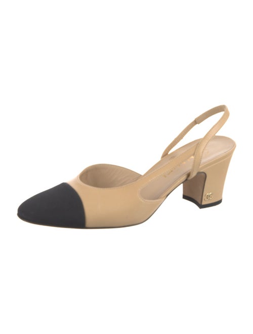 Chanel Interlocking CC Logo Leather Slingback Pumps
