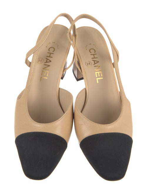 Chanel Interlocking CC Logo Leather Slingback Pumps