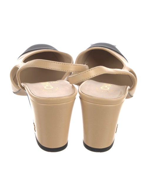 Chanel Interlocking CC Logo Leather Slingback Pumps