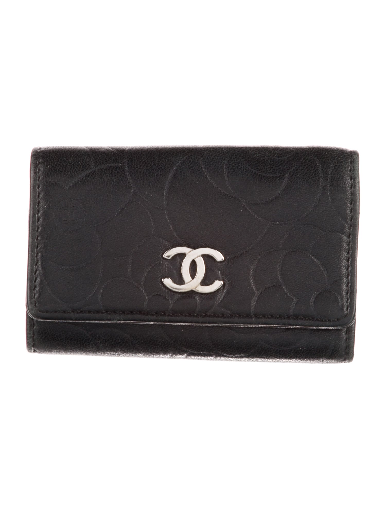 Chanel Camellia Embossed Leather Key Ring Holder