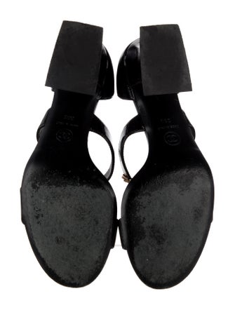 Chanel Interlocking CC Logo Patent Leather Sandals