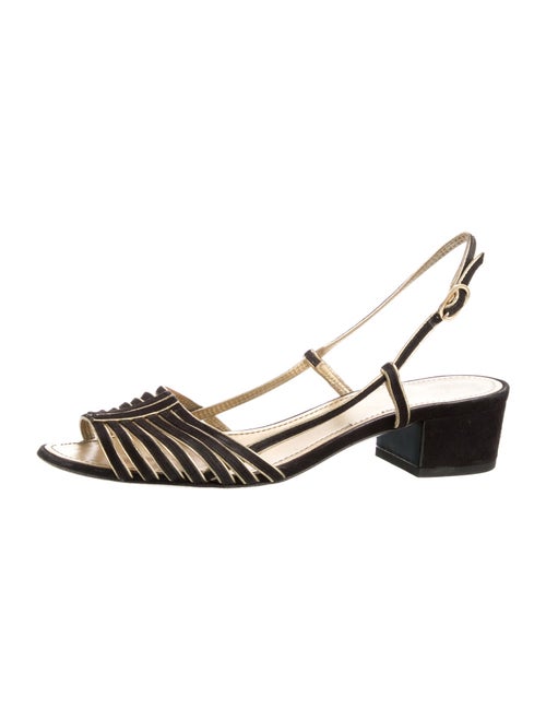 Chanel Interlocking CC Logo Suede Slingback Sandals