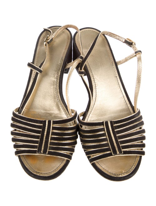 Chanel Interlocking CC Logo Suede Slingback Sandals