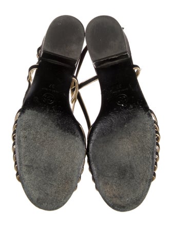 Chanel Interlocking CC Logo Suede Slingback Sandals