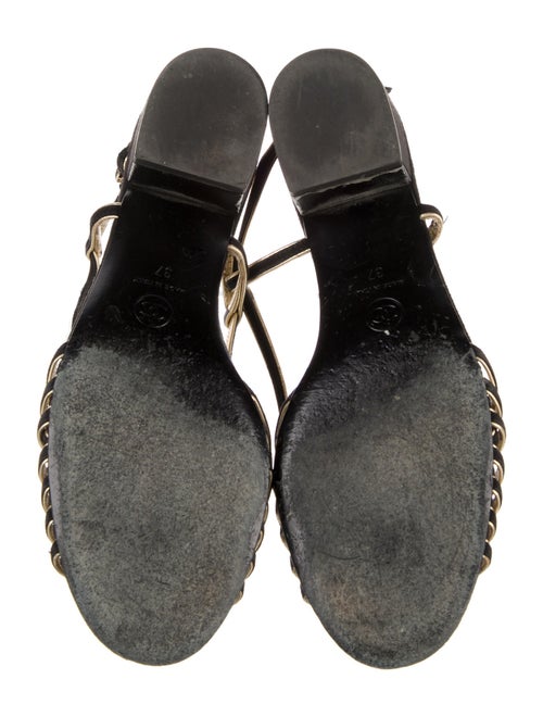 Chanel Interlocking CC Logo Suede Slingback Sandals