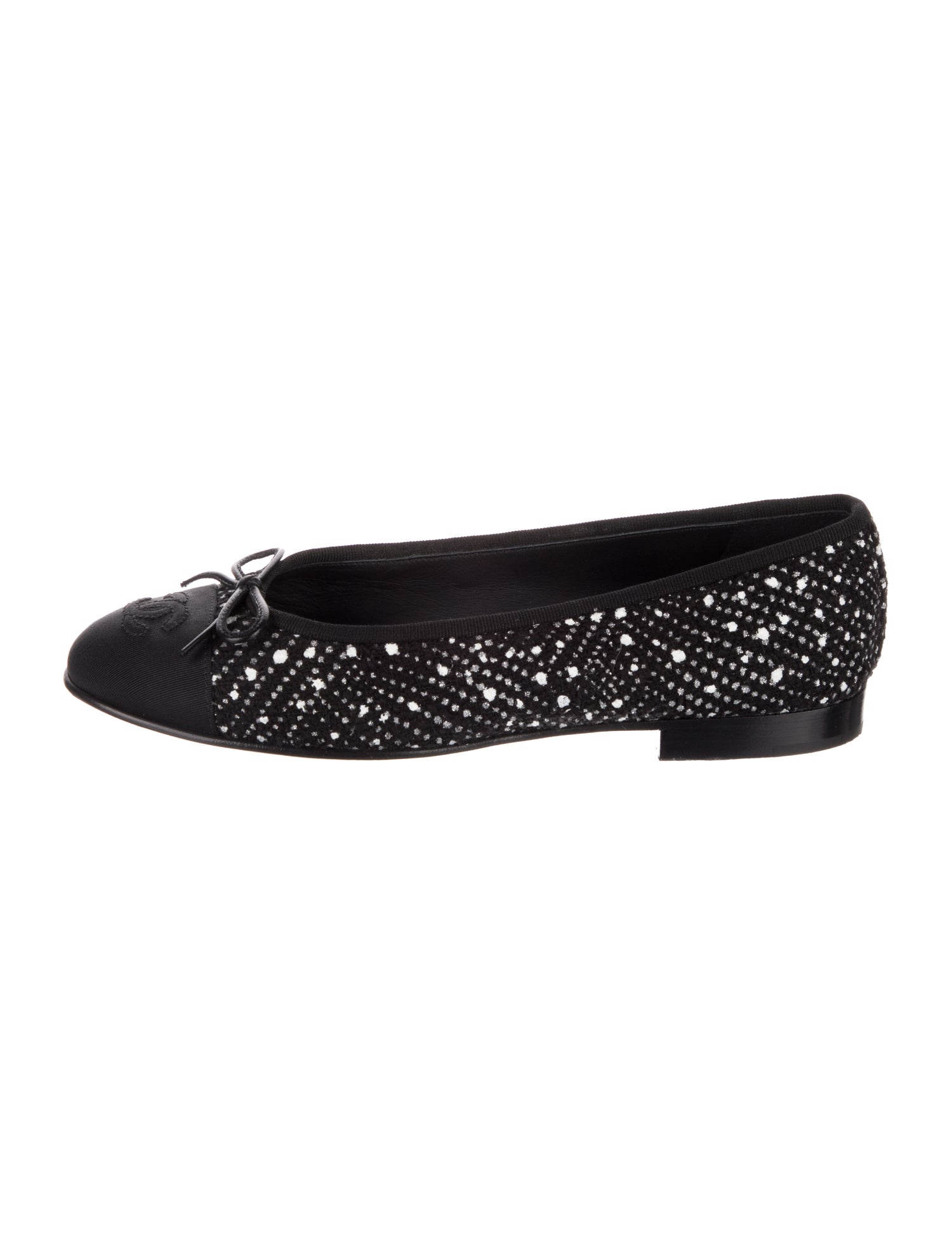 Chanel Interlocking CC Logo Tweed Ballet Flats