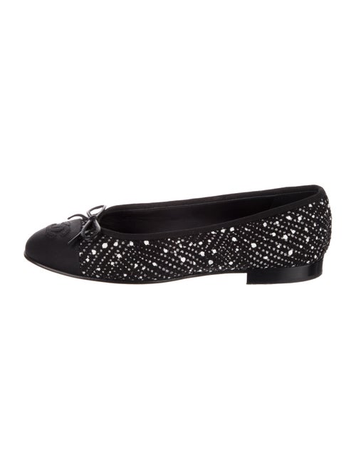 Chanel Interlocking CC Logo Tweed Ballet Flats