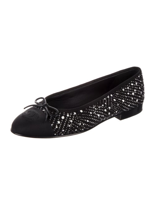 Chanel Interlocking CC Logo Tweed Ballet Flats
