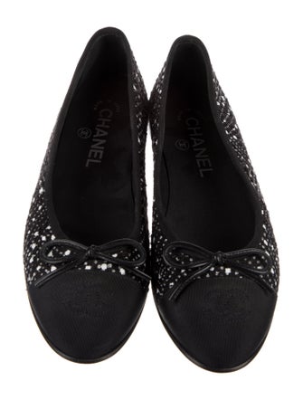 Chanel Interlocking CC Logo Tweed Ballet Flats