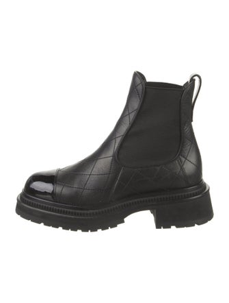 Chanel Interlocking CC Logo Leather Chelsea Boots