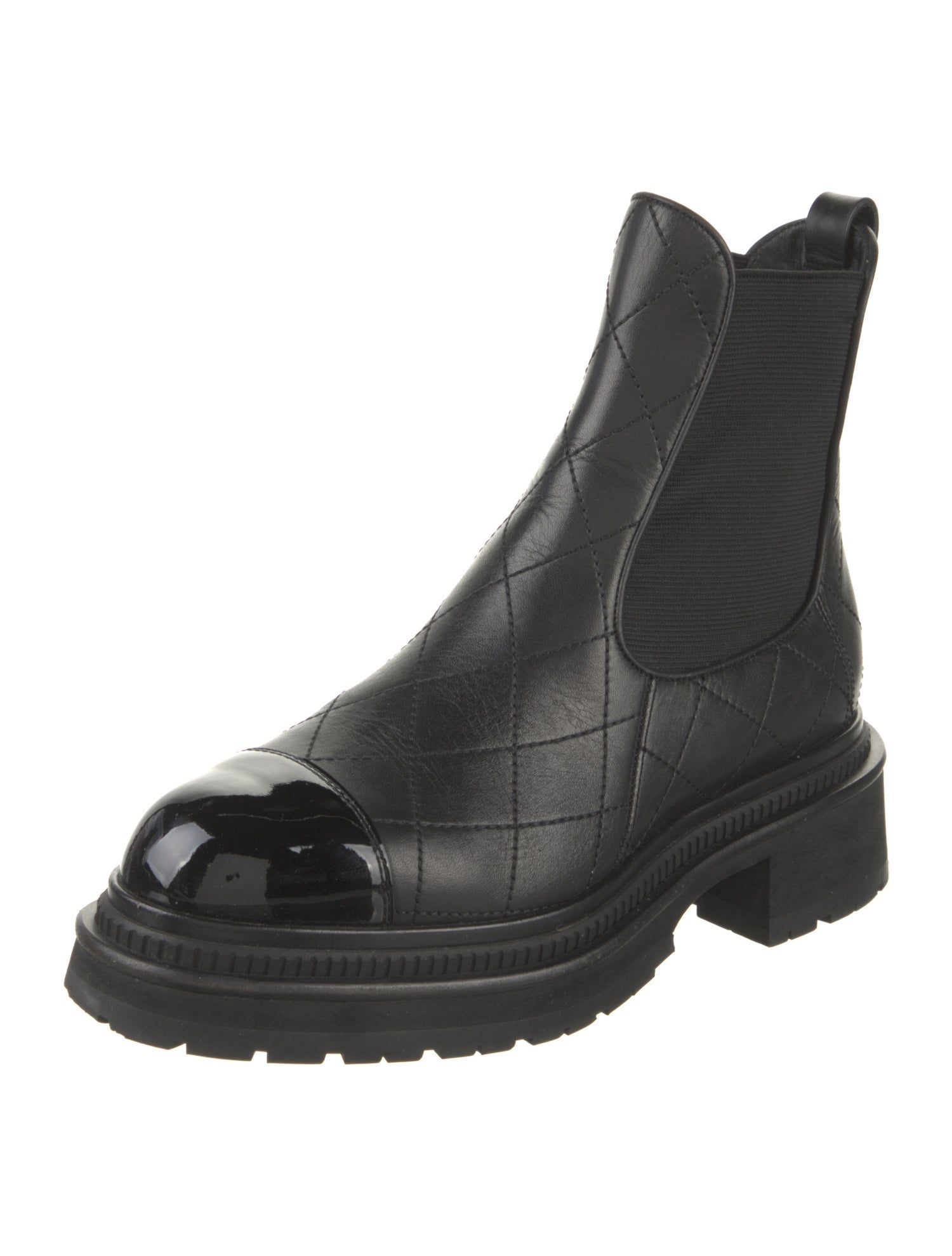 Chanel Interlocking CC Logo Leather Chelsea Boots