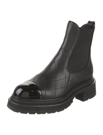 Chanel Interlocking CC Logo Leather Chelsea Boots