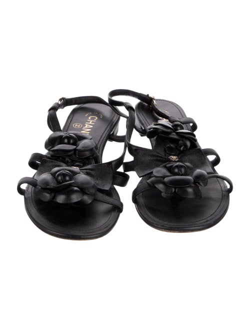 Chanel Interlocking CC Logo Leather Slingback Sandals