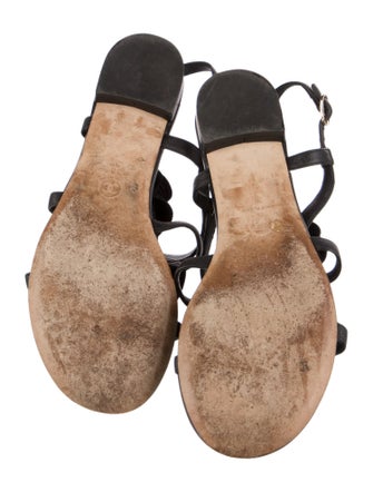 Chanel Interlocking CC Logo Leather Slingback Sandals