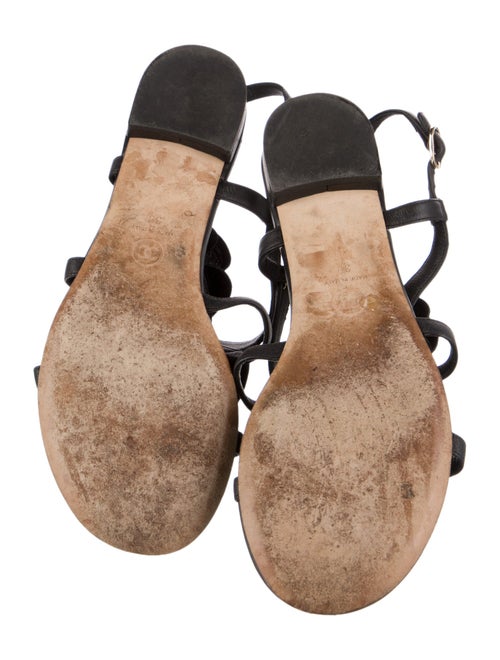Chanel Interlocking CC Logo Leather Slingback Sandals