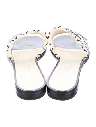 Chanel Interlocking CC Logo Leather Slides