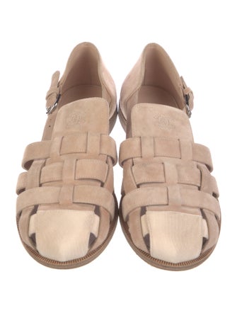 Chanel Interlocking CC Logo Suede Slingback Flats