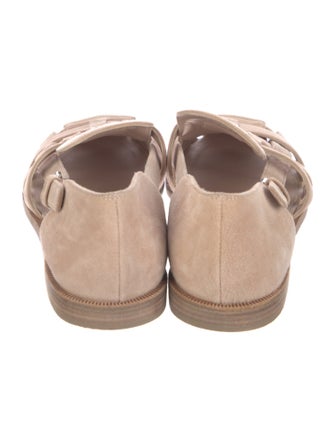 Chanel Interlocking CC Logo Suede Slingback Flats