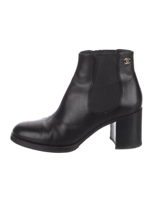 Chanel Interlocking CC Logo Leather Chelsea Boots