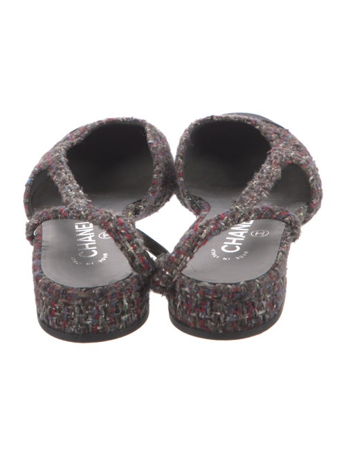 Chanel Interlocking CC Logo Tweed Slingback Flats