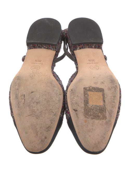 Chanel Interlocking CC Logo Tweed Slingback Flats