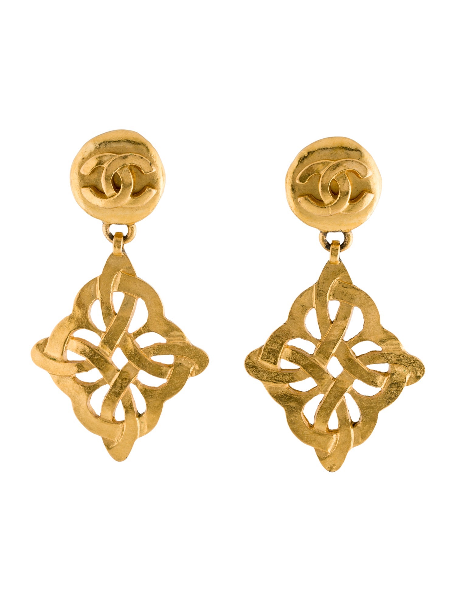 Chanel Vintage Knotted Drop Clip-On Earrings