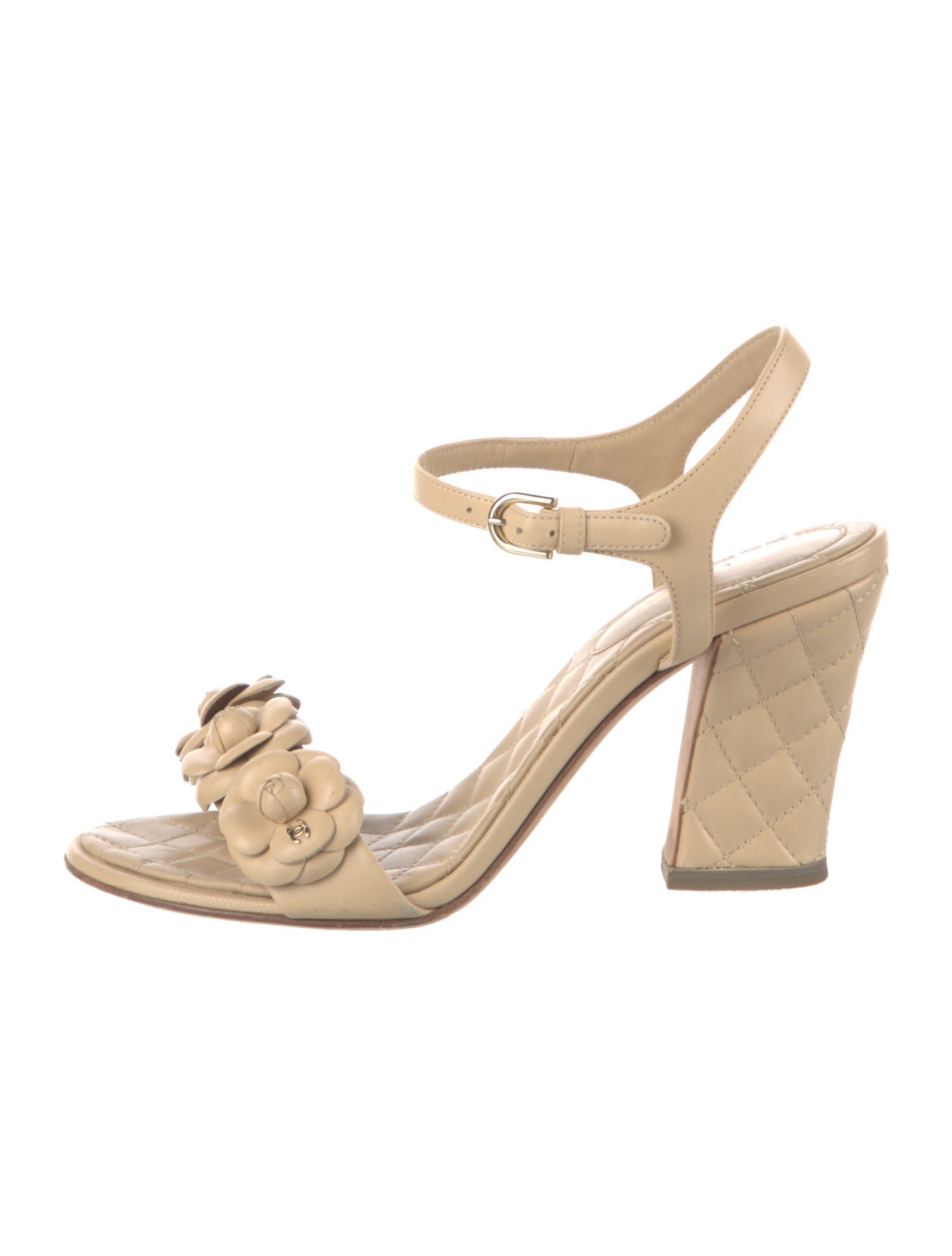 Chanel Camellia Accent Leather Slingback Pumps