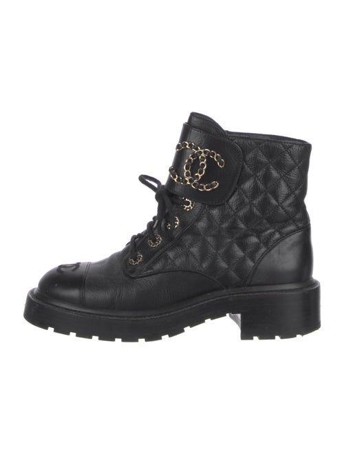 Chanel Interlocking CC Logo Leather Combat Boots