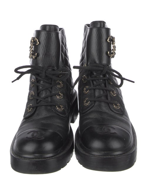 Chanel Interlocking CC Logo Leather Combat Boots