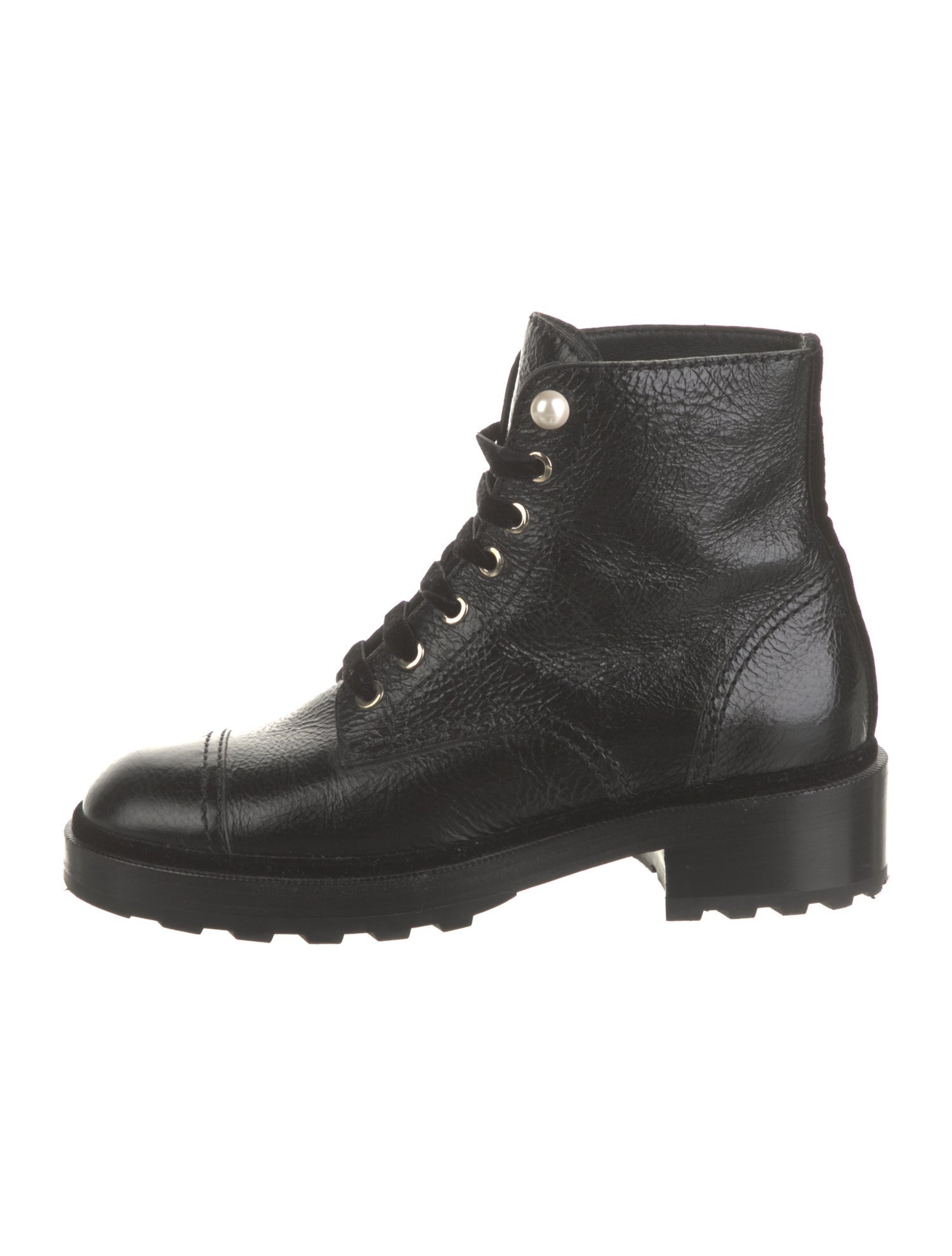 Chanel Interlocking CC Logo Leather Combat Boots