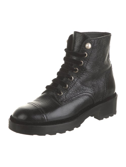 Chanel Interlocking CC Logo Leather Combat Boots