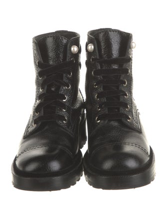 Chanel Interlocking CC Logo Leather Combat Boots