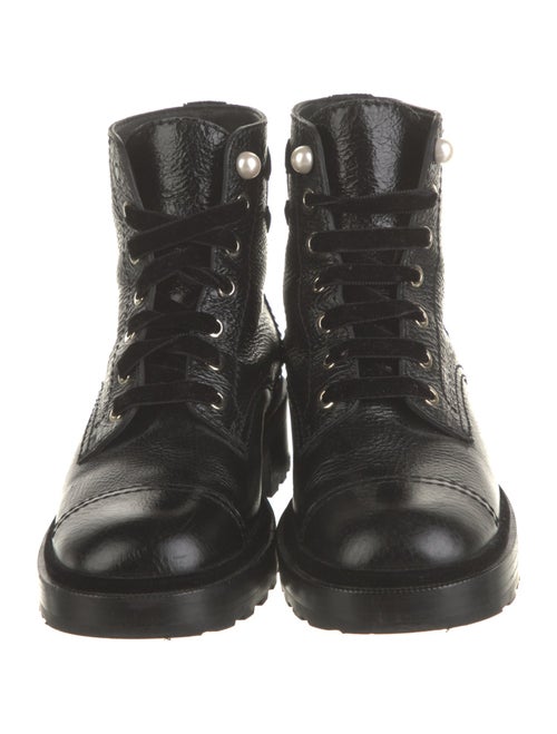 Chanel Interlocking CC Logo Leather Combat Boots