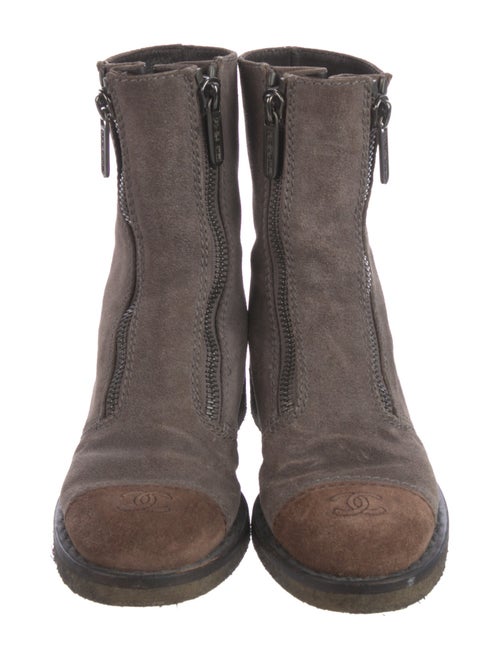Chanel Interlocking CC Logo Suede Combat Boots