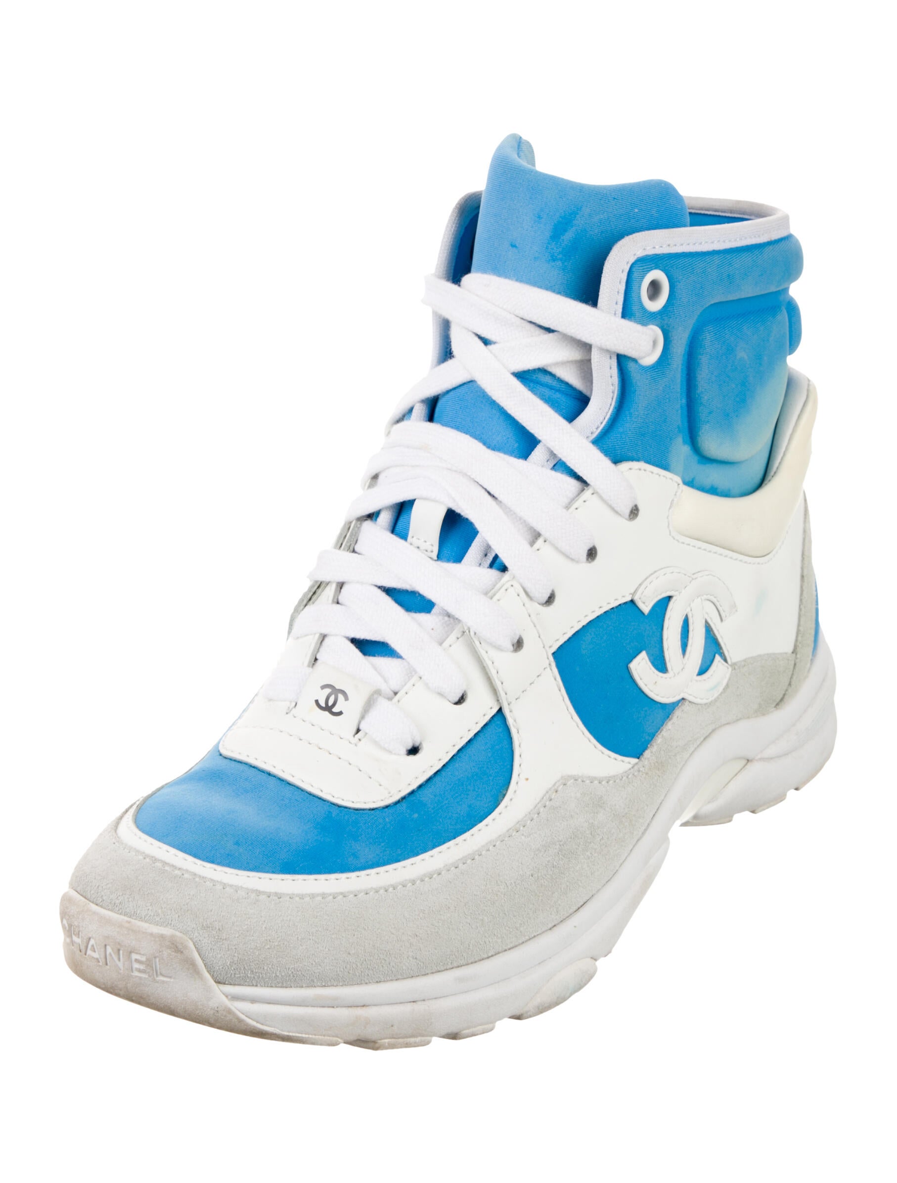 Chanel Interlocking CC Logo Suede Wedge Sneakers