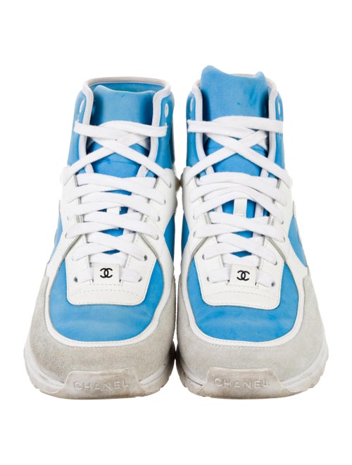 Chanel Interlocking CC Logo Suede Wedge Sneakers