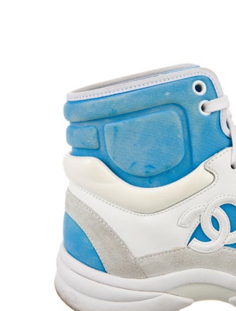 Chanel Interlocking CC Logo Suede Wedge Sneakers