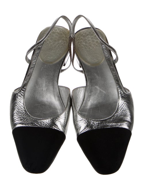 Chanel Interlocking CC Logo Leather Slingback Flats