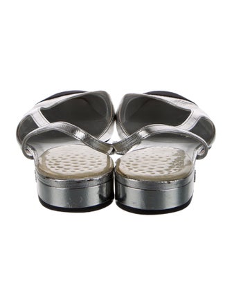 Chanel Interlocking CC Logo Leather Slingback Flats