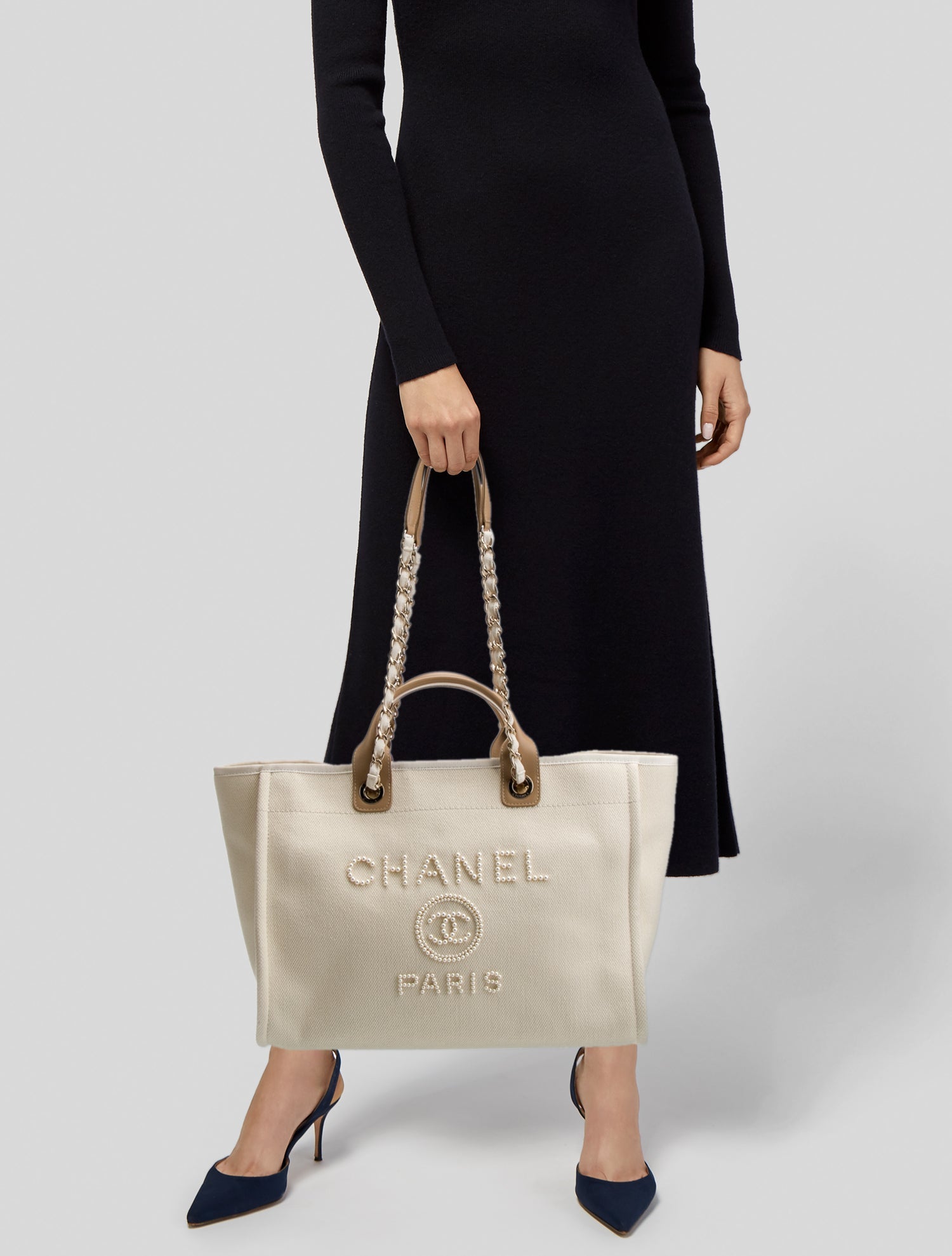 Chanel Canvas Medium Pearl Deauville Tote