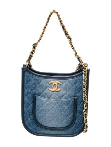 Chanel Crossbody Bags Denim Quilted CC Hobo