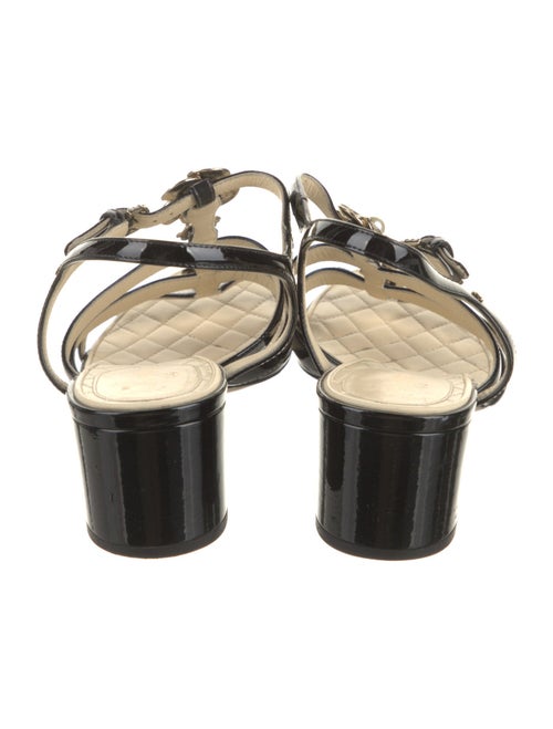 Chanel Interlocking CC Logo Patent Leather T-Strap Sandals