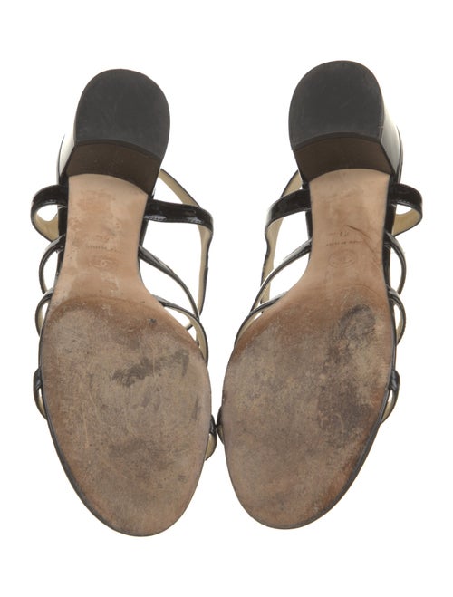 Chanel Interlocking CC Logo Patent Leather T-Strap Sandals