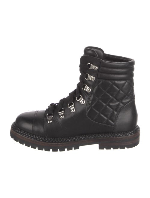 Chanel Interlocking CC Logo Leather Combat Boots