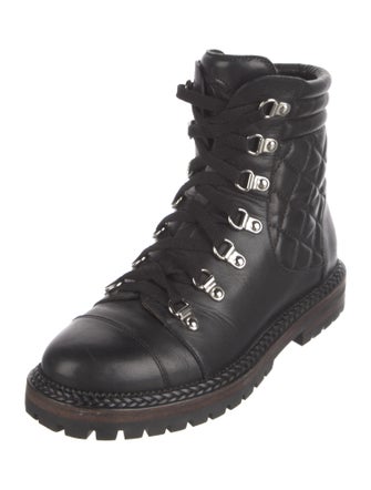 Chanel Interlocking CC Logo Leather Combat Boots