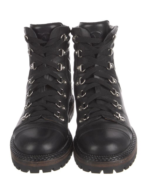 Chanel Interlocking CC Logo Leather Combat Boots