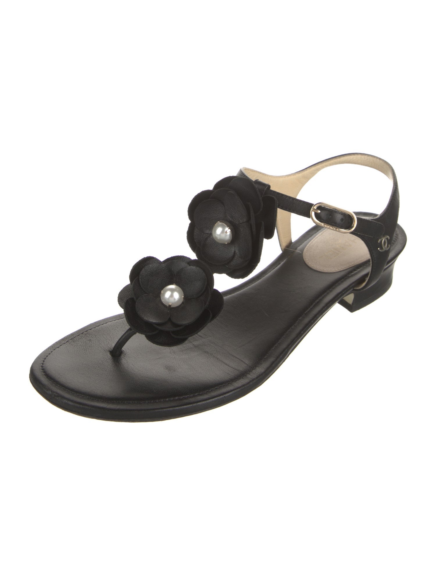 Chanel Interlocking CC Logo Leather Sandals