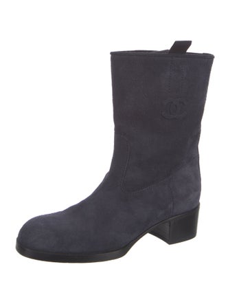 Chanel Interlocking CC Logo Suede Boots