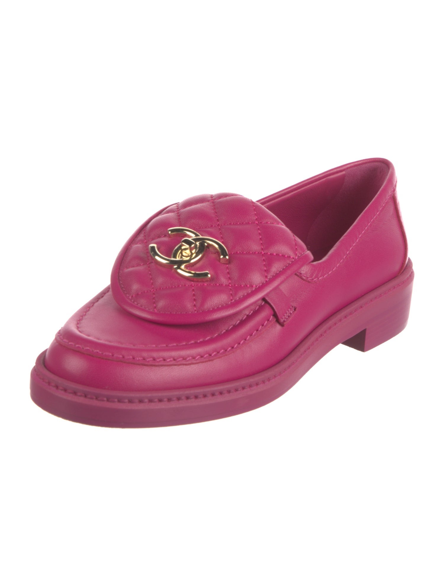 Chanel Interlocking CC Logo Leather Loafers
