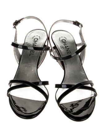 Chanel Interlocking CC Logo Slingback Sandals
